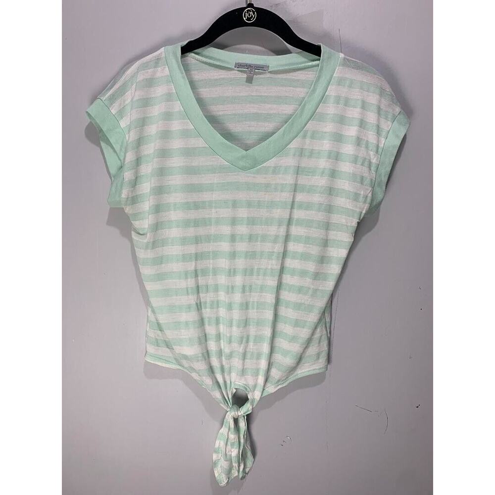 Charlotte Russe Womens Striped Tie-Front V-Neck T-Shirt Size M